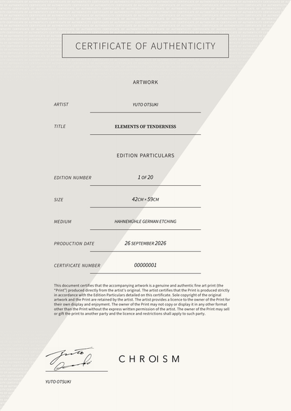 Elements of Tenderness — Certificate of Authenticity