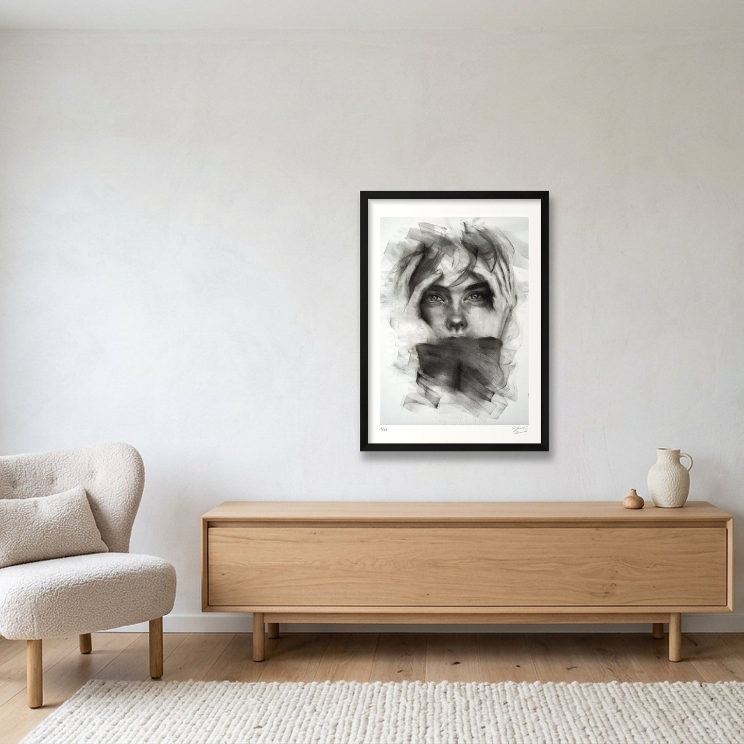 Muted — A2 (42×59cm, 17×23") Black Frame